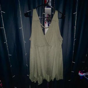 Olive Green A-line Sleeveless Top